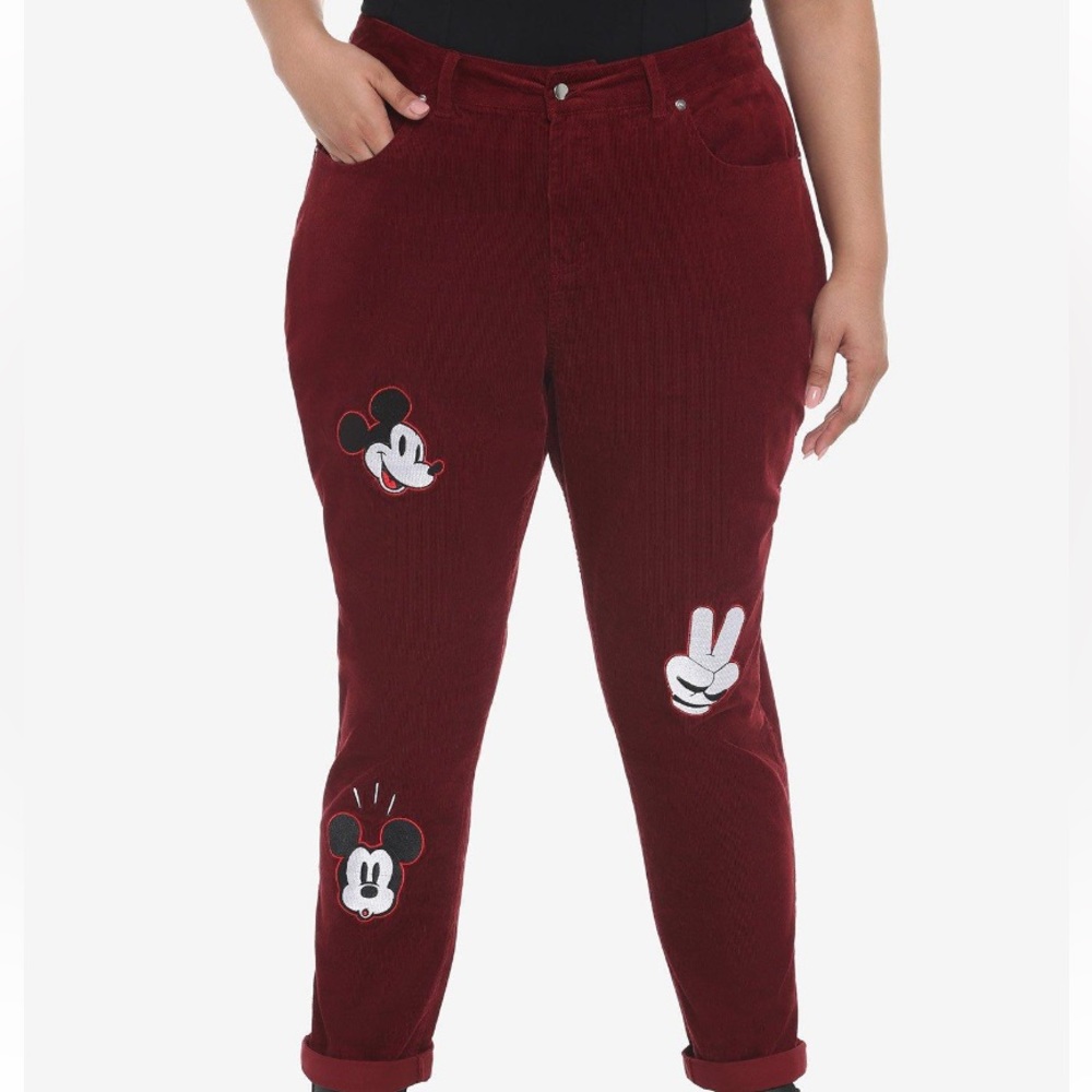 Disney Mickey‎ Mouse Embroidered Corduroy Mom Pants Hot Topic